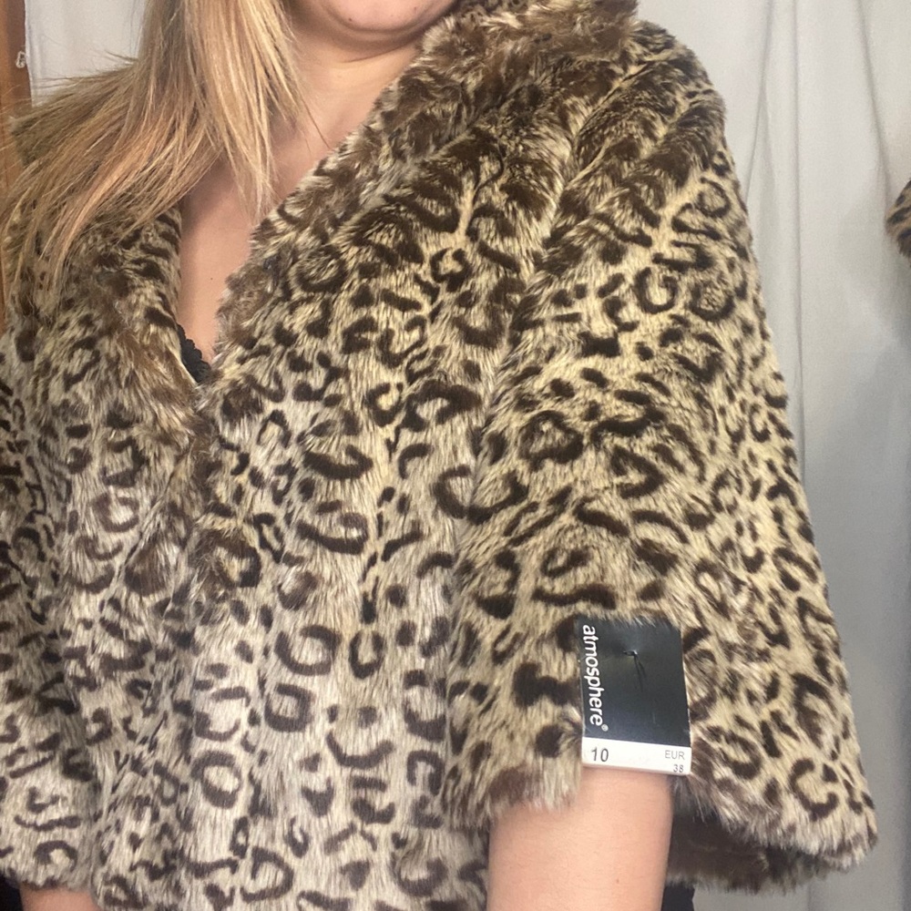 New fur leopard print jacket
